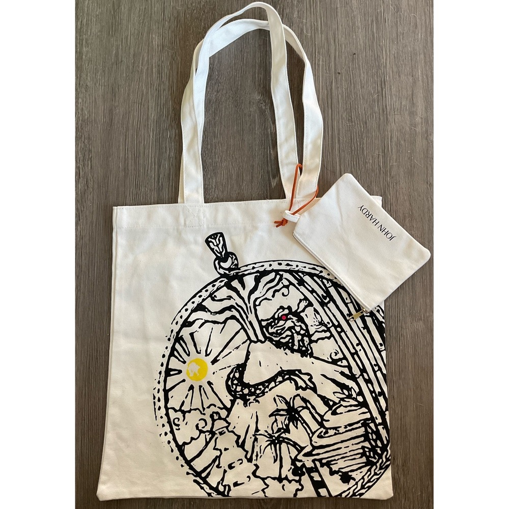 New Without Tags! John Hardy Canvas Bag Shopper With Gold Zipper Change Purse